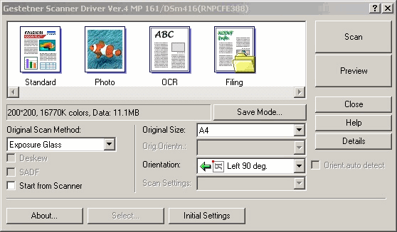 scan options